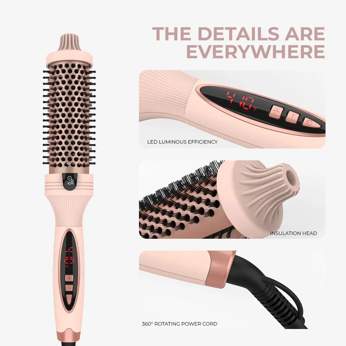 3-in-1 Pro Negative Ion Two PTC Heaters Thermal Brush - TARHUS