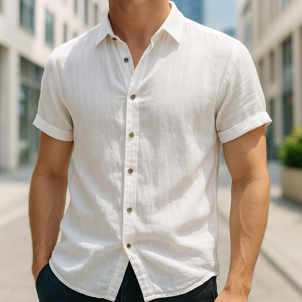 Lunario - Pleated Linen Shirt - TARHUS