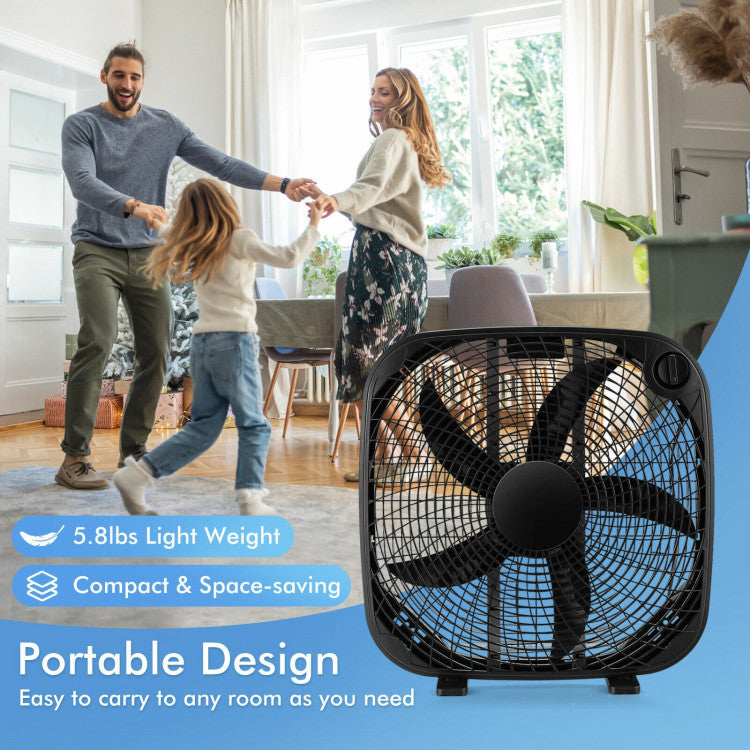 Vento | 50cm Box Fan – Portable Floor Cooling with 3 Speeds & Strong Airflow
