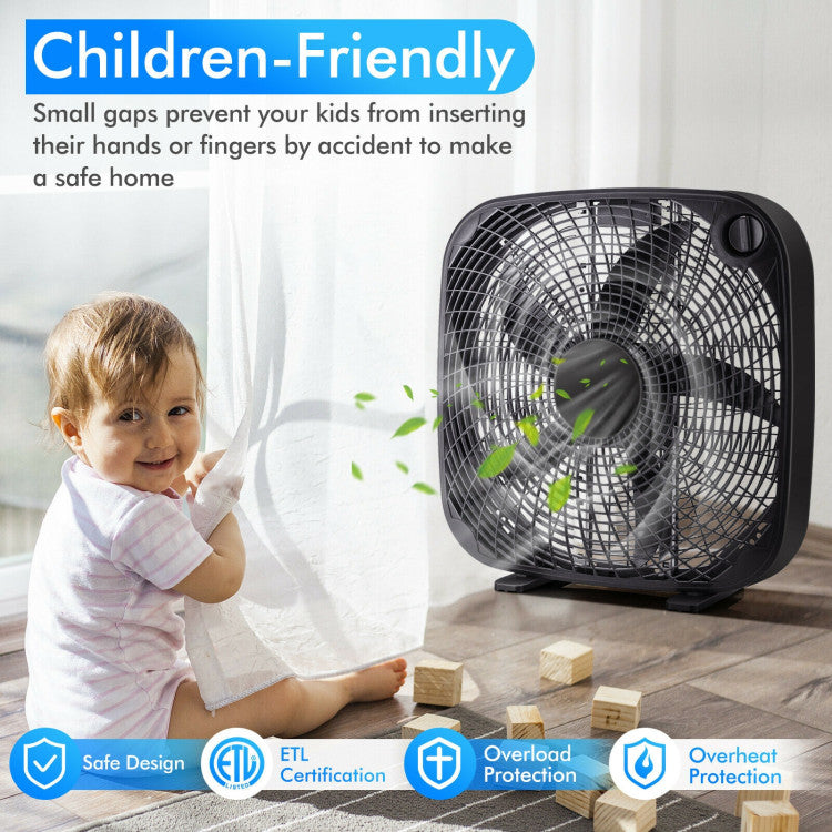 Vento | 50cm Box Fan – Portable Floor Cooling with 3 Speeds & Strong Airflow