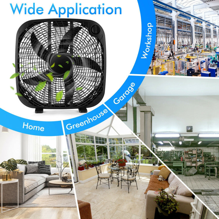 Vento | 50cm Box Fan – Portable Floor Cooling with 3 Speeds & Strong Airflow