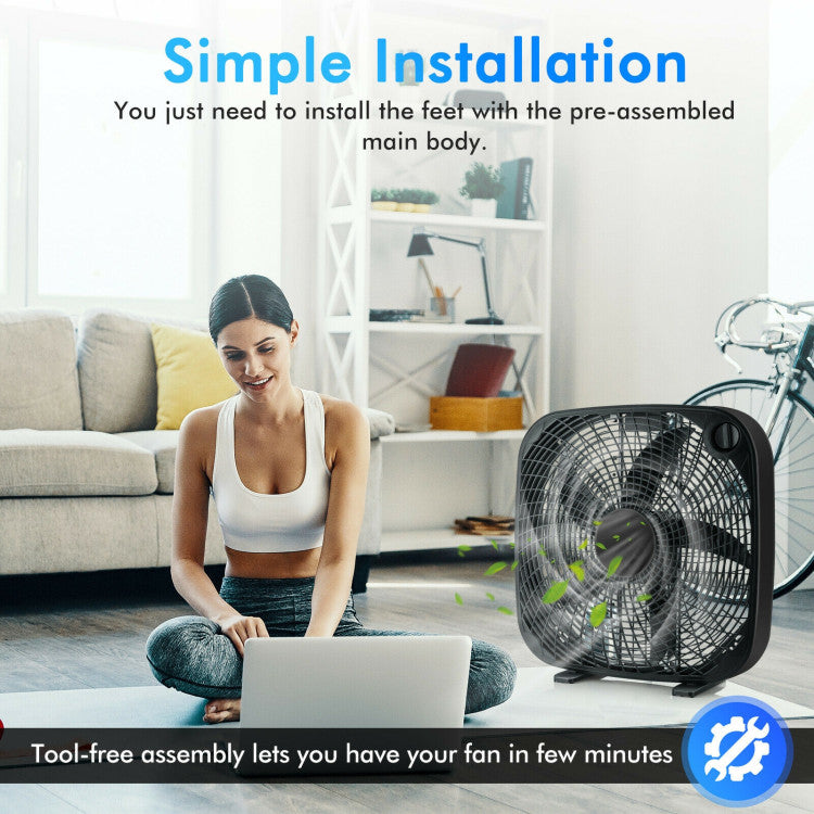 Vento | 50cm Box Fan – Portable Floor Cooling with 3 Speeds & Strong Airflow