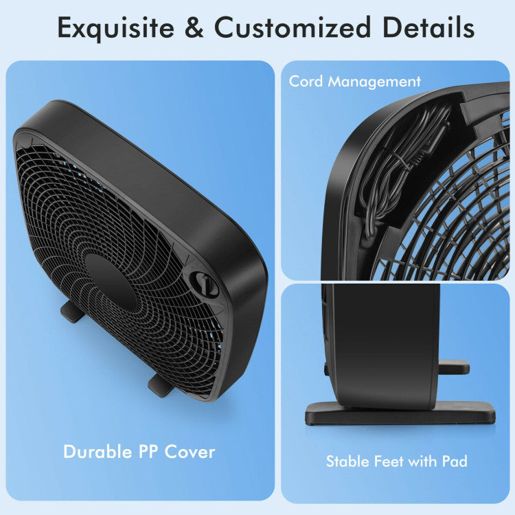 Vento | 50cm Box Fan – Portable Floor Cooling with 3 Speeds & Strong Airflow