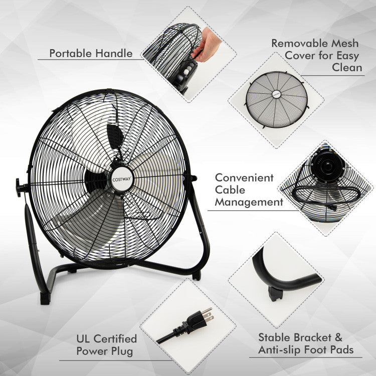 Aeronix | 50cm Floor Fan – High-Speed Metal Cooling with Adjustable Tilt & 3 Modes TARHUS Air Cooler