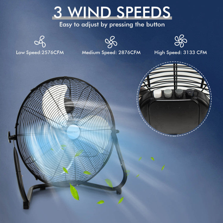 Aeronix | 50cm Floor Fan – High-Speed Metal Cooling with Adjustable Tilt & 3 Modes
