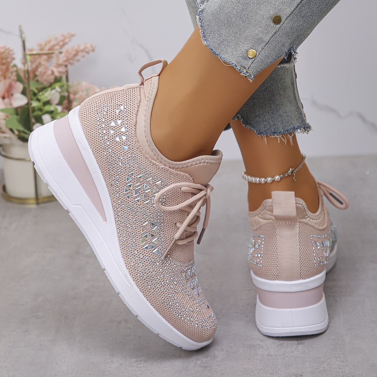 Women’s Orthopedic Fashion Sneakers – Breathable Walking Shoes with Rhinestone TARHUS