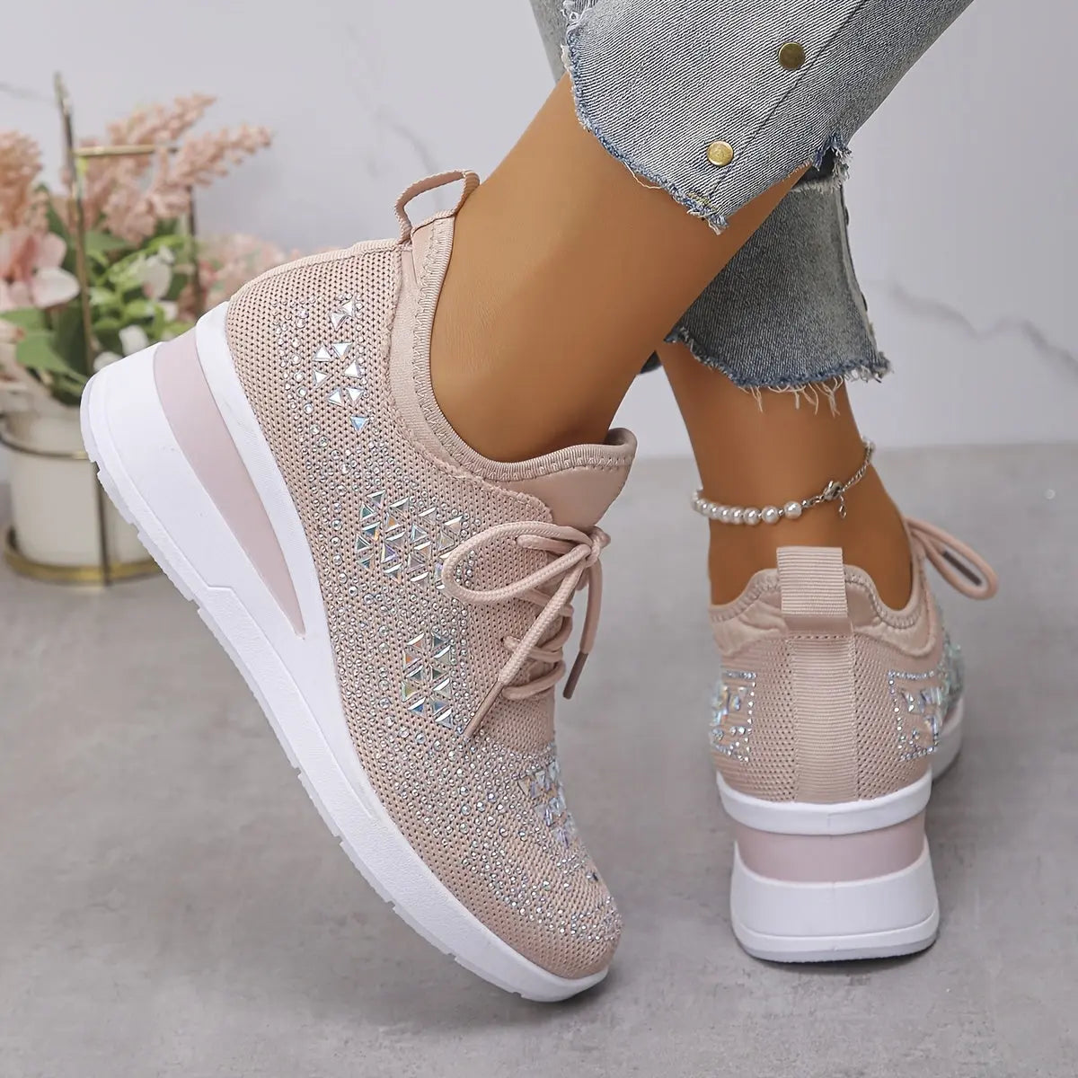Women’s Orthopedic Fashion Sneakers – Breathable Walking Shoes with Rhinestone TARHUS Women Shoes