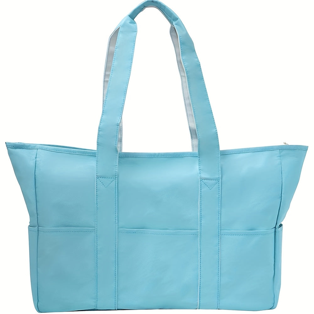 1pc Beach Bags for Women Tote Bag, Large Beach Bag with Zipper for Gym Travel Vocation, Floral tote bag TARHUS