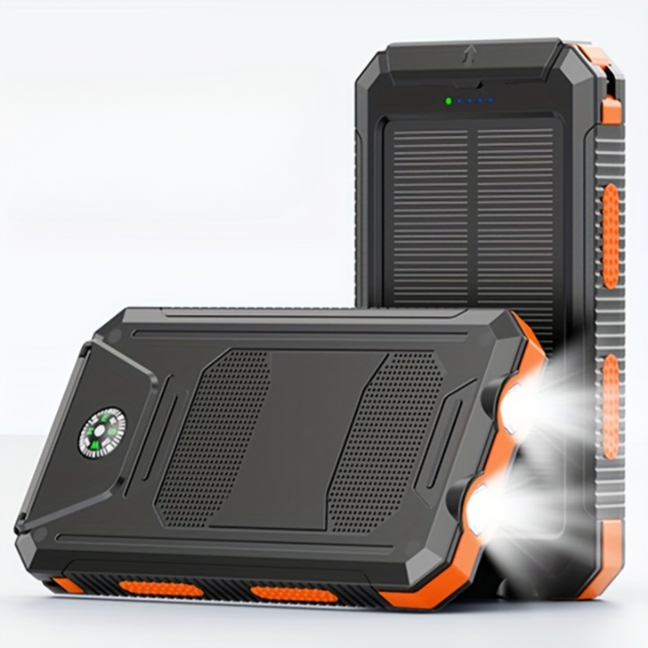 Portable Solar Power Bank with Dual USB Ports & LED Flashlight TARHUS