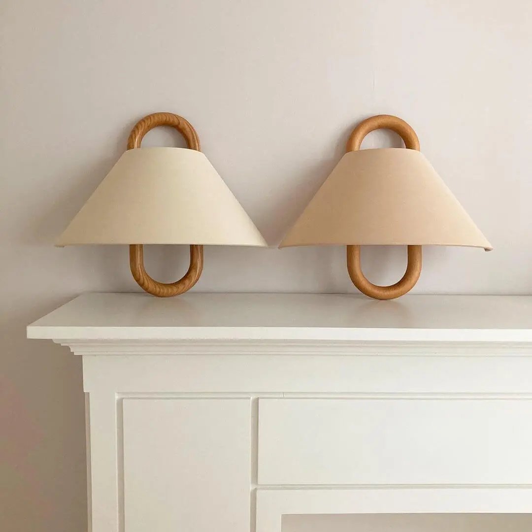 Modern Original Solid Wood Pleated Semi-Circle 1-Light Wall Sconce Lamp - TARHUS