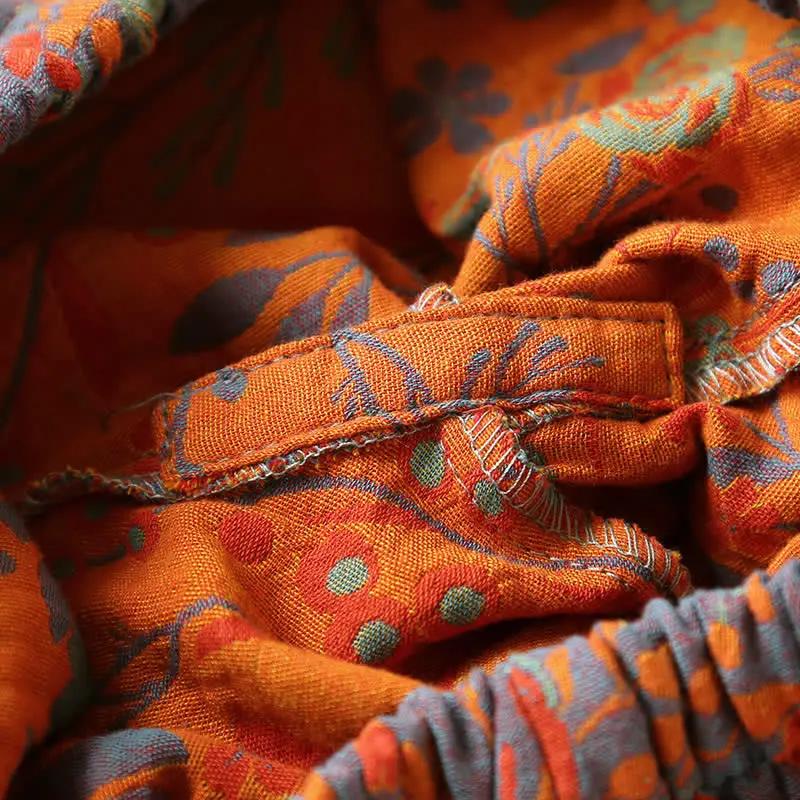 Vintage Leaf Cotton Lapel Loungewear Set - TARHUS