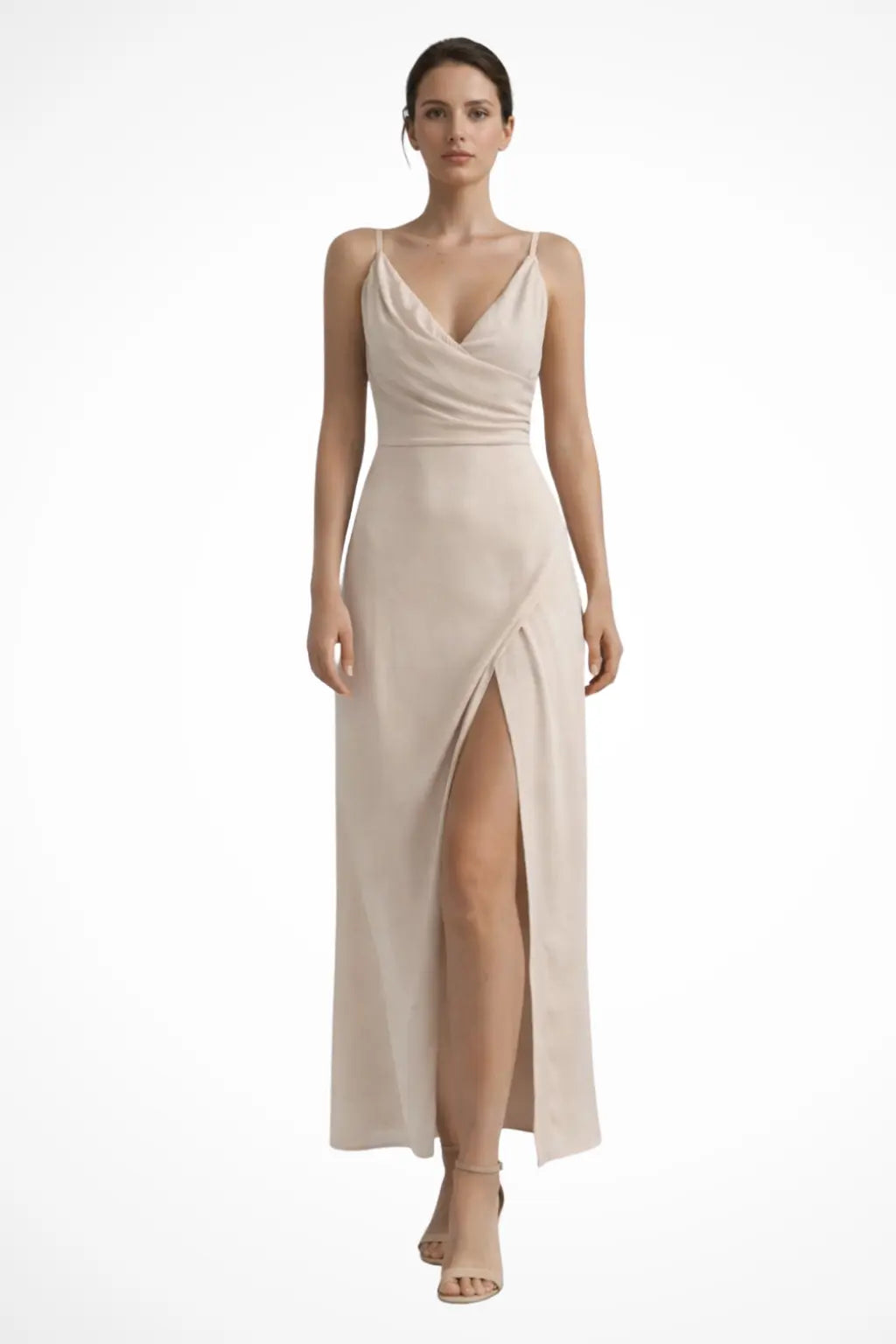 Selvara | Women’s Wedding Guest Slit Maxi Dress with Draped Bodic TARHUS Maxi Dress