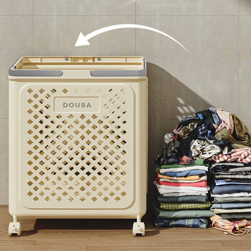Large Capacity Collapsible Laundry Basket: Breathable Design & Built-In Wheels - TARHUS