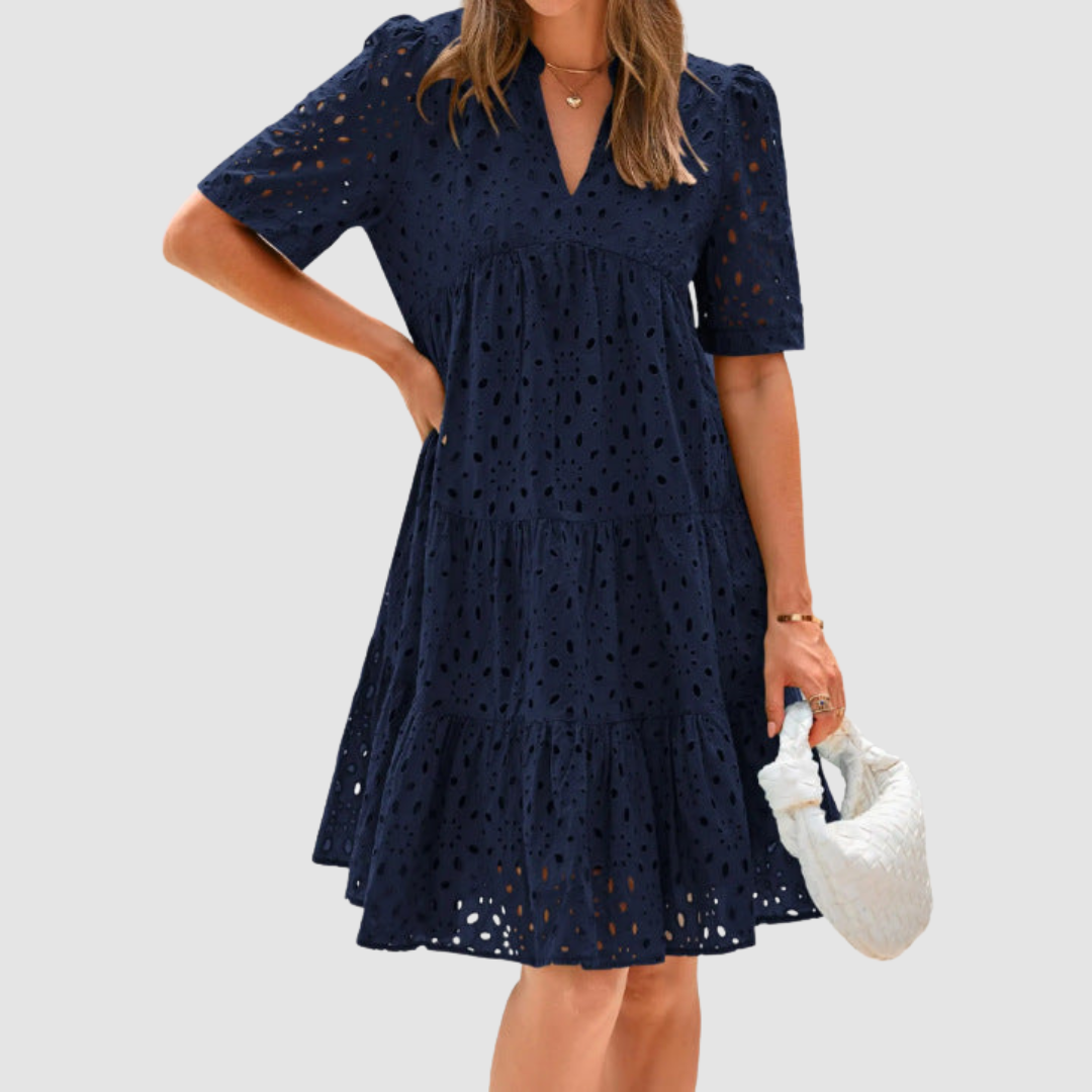 Cecily | Broderie Anglaise Tiered Midi Dress TARHUS