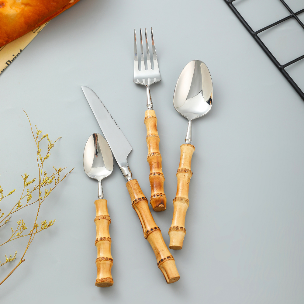 Bamboo | Natural Flatware Set – Eco-Friendly Dining Utensils for Modern Tableware TARHUS