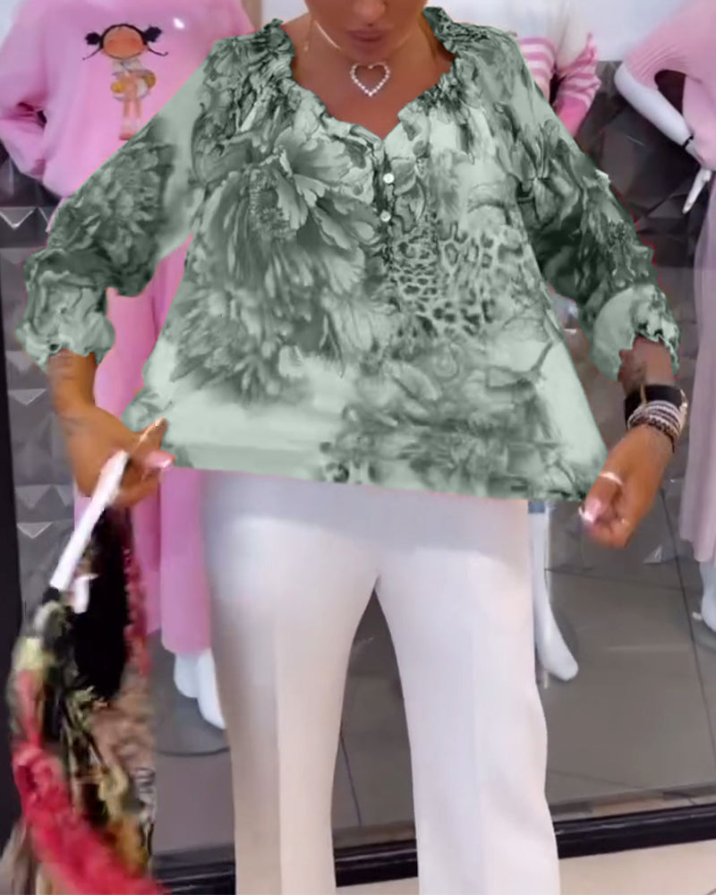 Blouse V-hals Bloemenprint TARHUS Blouses & Shirts
