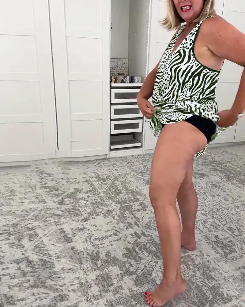 Zebra Print Slim Fit Swimsuit – One-Piece V-Neck with Lace-Up Back TARHUS Swimsuits