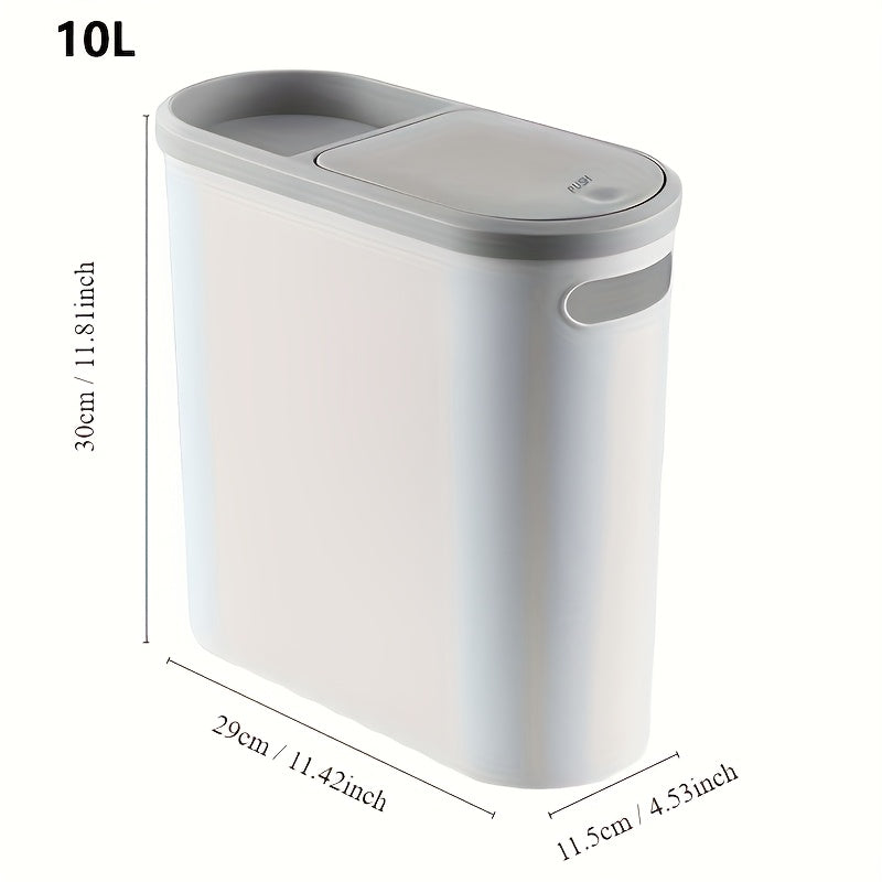 10L Bathroom Trash Can with Lid – Narrow Space Press-Type Bin for Modern Homes TARHUS Home Goods
