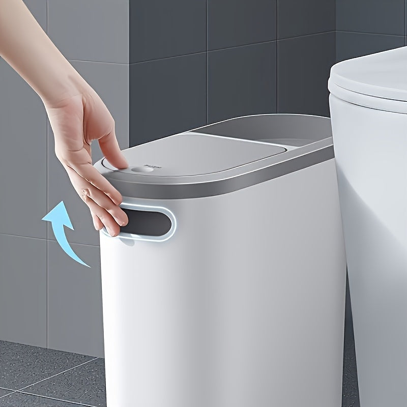 10L Bathroom Trash Can with Lid – Narrow Space Press-Type Bin for Modern Homes TARHUS Home Goods
