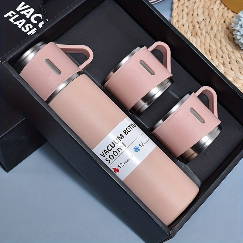 1pc Stainless Steel Thermal Mug, 500ml/16.9oz, Vacuum Insulated, Lead Free, Reusable, Hand Wash Only, Multipurpose, with Cup, for Adult, Coffee, Hot drink, Cold drink, Water Flask TARHUS