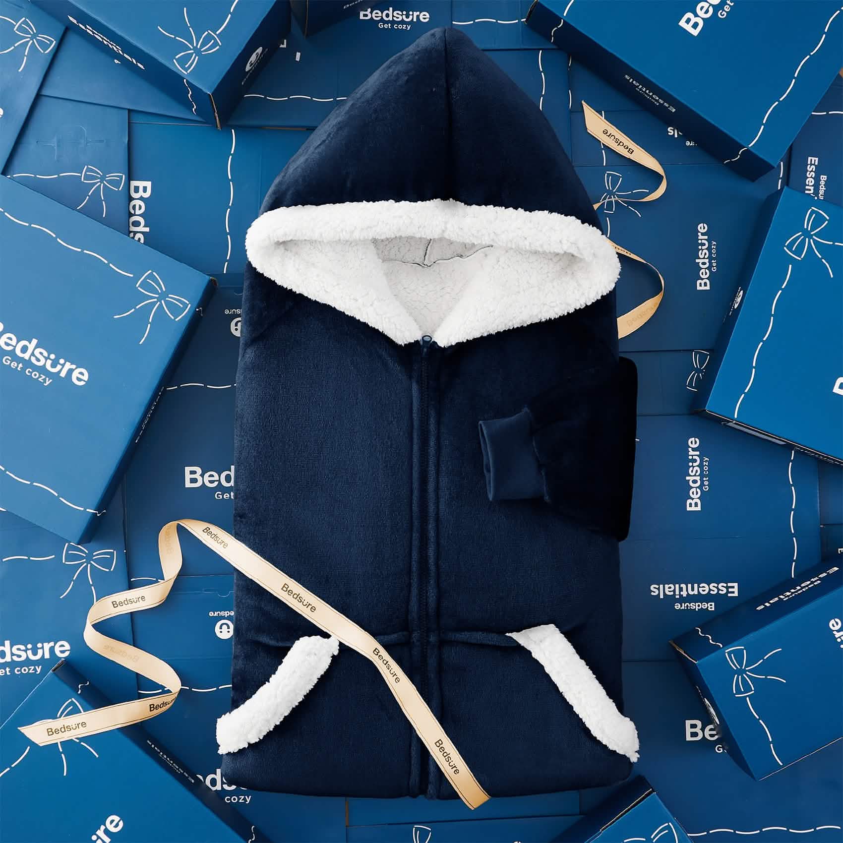 Sherpa Fleece Zippered Short Wearable Blanket Hoodie - TARHUS