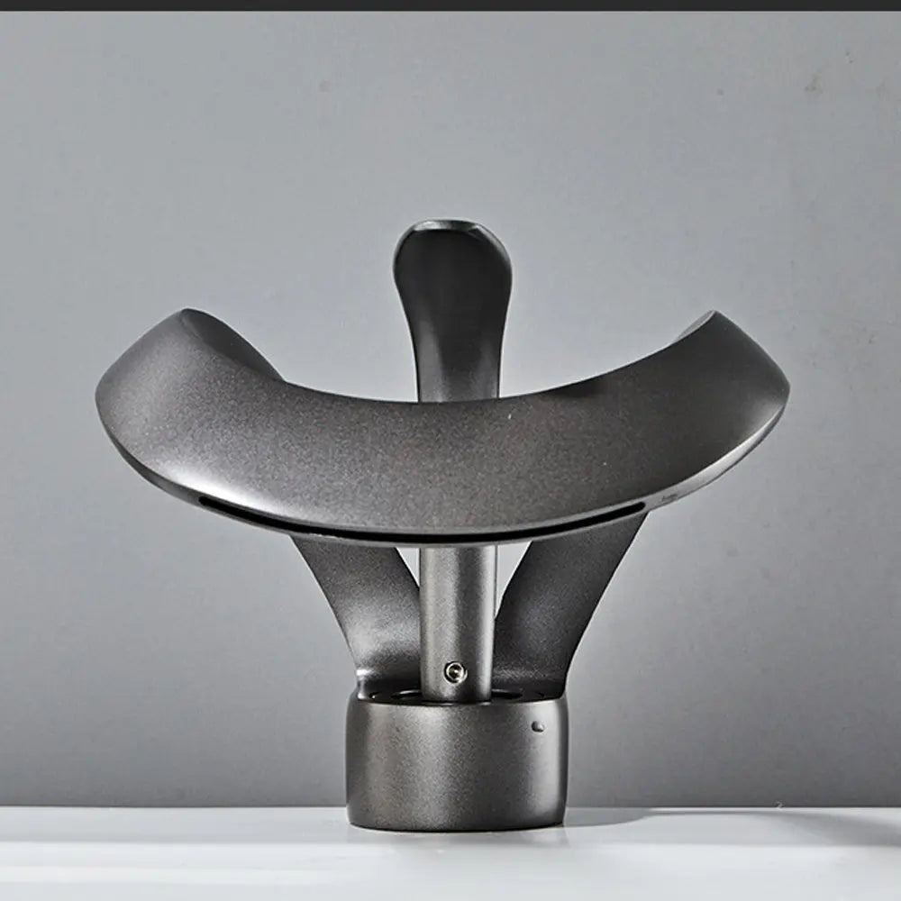Creative Hollow Design Solid Brass Waterfall Faucet In Gunmetal Grey - TARHUS