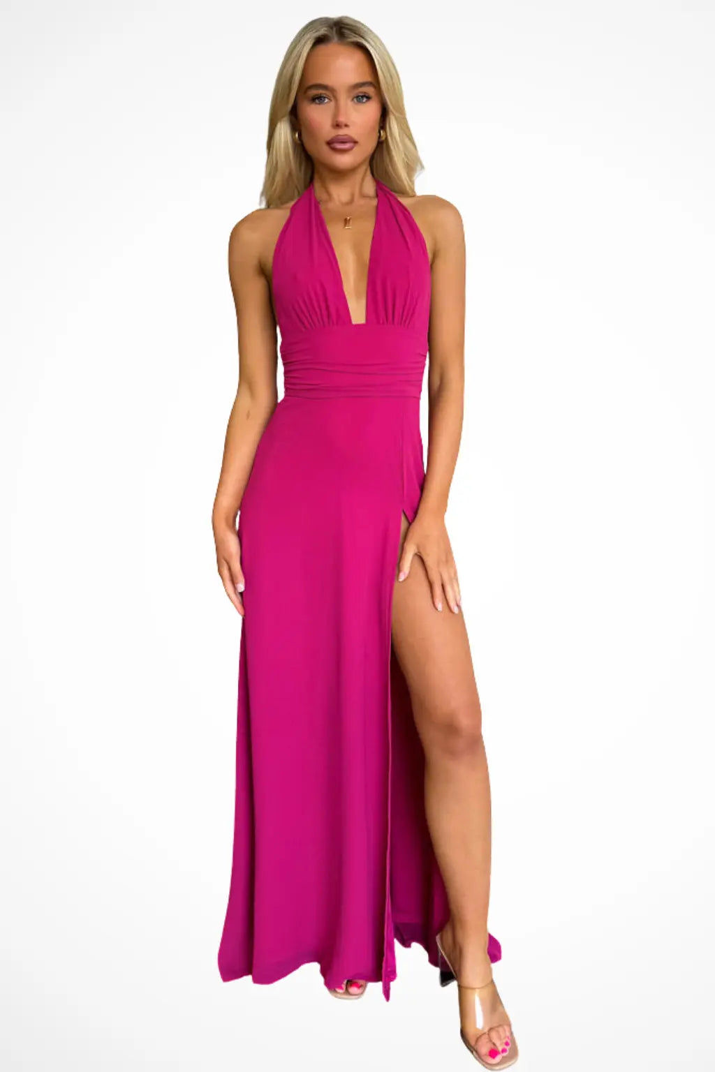 Kaelira | Women’s Halter Neck Maxi Dress with Side Slit TARHUS Maxi Dress