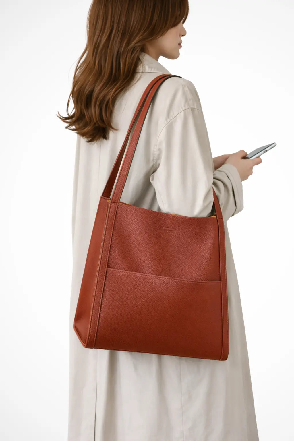 Neva | Women Structured Front Pocket Textured Tote Shoulder Bag TARHUS