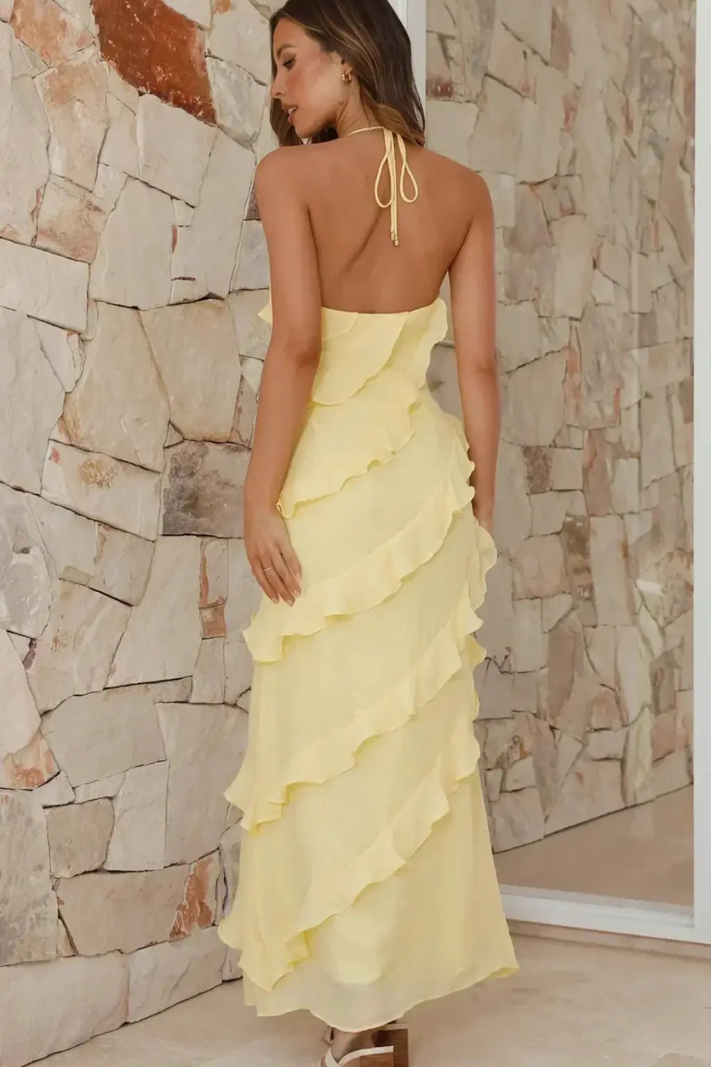 Freya | Women Halter Neck Ruffle Summer Maxi Dress TARHUS Women's dress