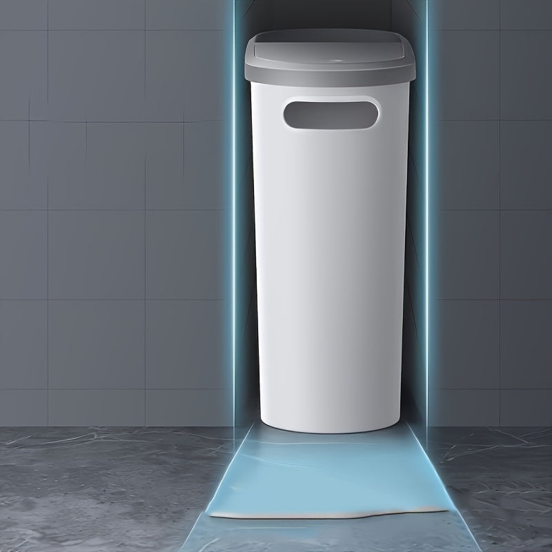 10L Bathroom Trash Can with Lid – Narrow Space Press-Type Bin for Modern Homes TARHUS