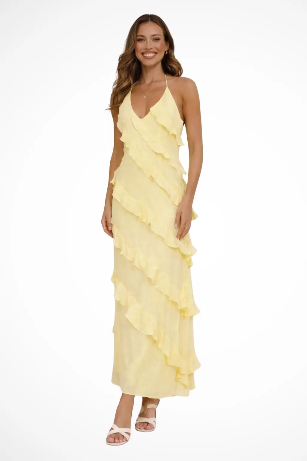 Freya | Women Halter Neck Ruffle Summer Maxi Dress TARHUS Women's dress
