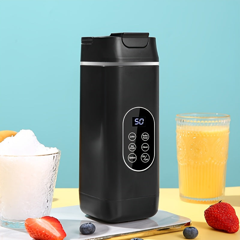 Portable Multi-Functional Electric Juicer with Digital Display - USB Rechargeable, 12-Blade Ice Cube Maker for Smoothies, Milkshakes, and Frozen Fruit Juices, Square Plastic Design with Colorful Options, Juicing Statio TARHUS