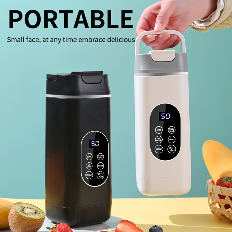 Portable Multi-Functional Electric Juicer with Digital Display - USB Rechargeable, 12-Blade Ice Cube Maker for Smoothies, Milkshakes, and Frozen Fruit Juices, Square Plastic Design with Colorful Options, Juicing Statio TARHUS