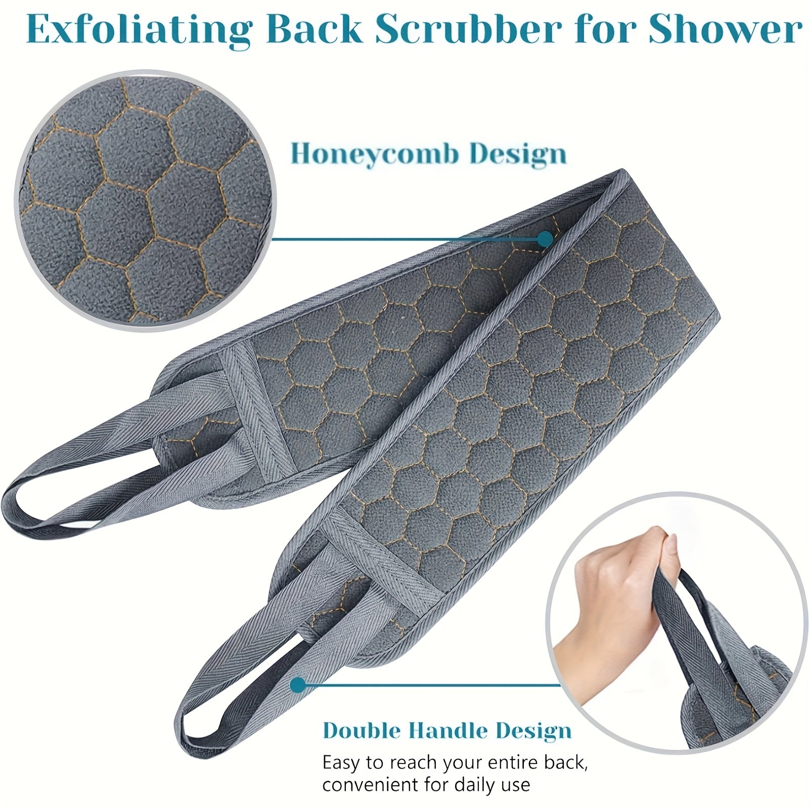 3-in-1 Exfoliating Shower Kit – Back Scrubber, Body Glove & Shower Pouf