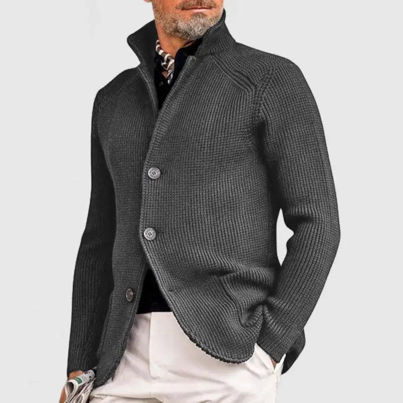 Men's Knitted Cardigan - Classic Button-Up Sweater with Ribbed Design for Sophisticated Style - TARHUS