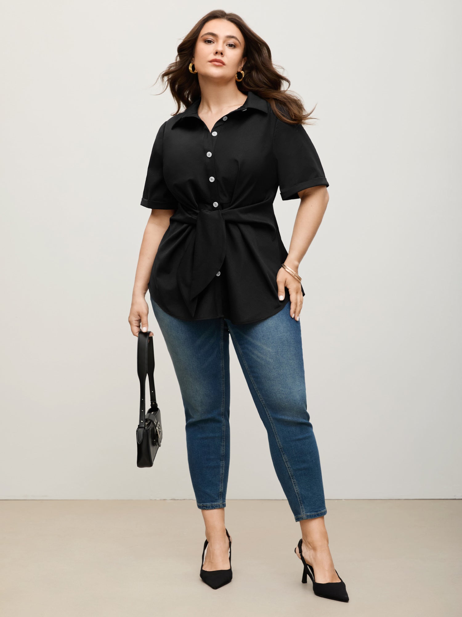 Knotted Front Asymmetrical Blouse – Elegant Women’s Top for Casual & Office Wear TARHUS Blouses