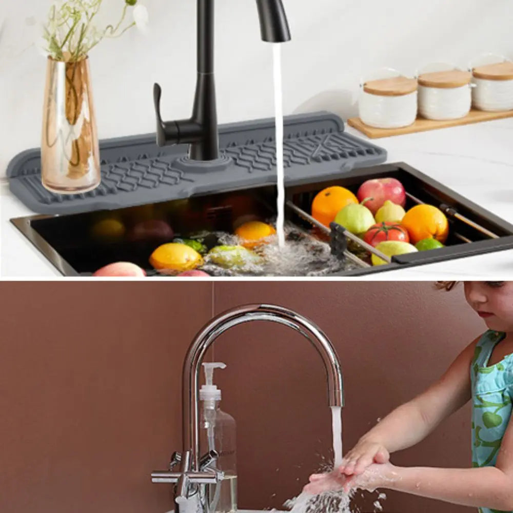 Faucet Sink Splash Guard | Sloped Drain Mat – Keep Counters Dry TARHUS Kitchen Mats