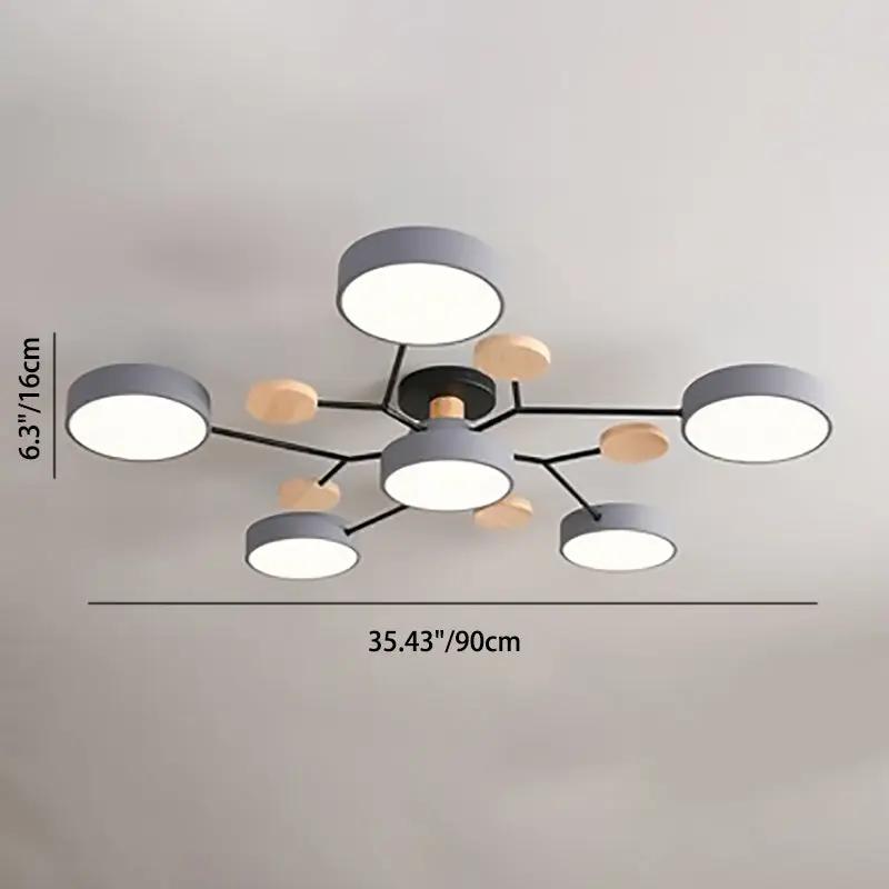 Contemporary Scandinavian Round Molecule Branch Design LED Semi-Flush Mount Ceiling Light For Living Room - TARHUS