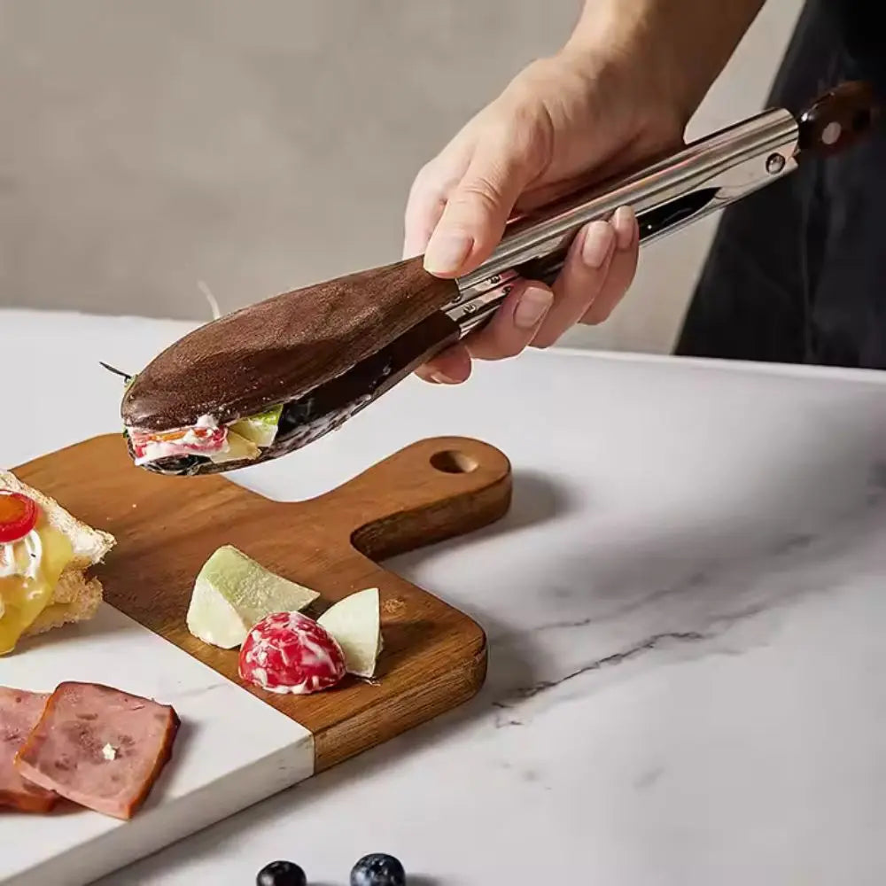 Wood & Steel Kitchen Tongs | Precision Grip – Everyday Cooking Control TARHUS Cooking Utensils