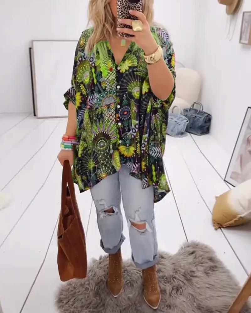 Loose Fit Printed Blouse – Casual Summer Shirt with Half Sleeves | Amara TARHUS Blouses & Shirts