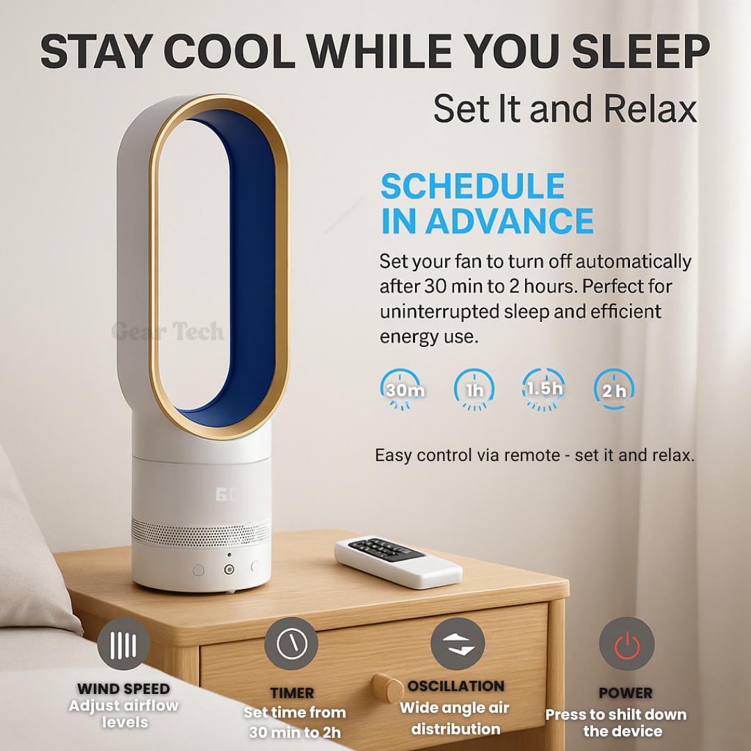 Bladeless Tower Fan with Remote Control - Quiet Air Circulator for Home & Office TARHUS