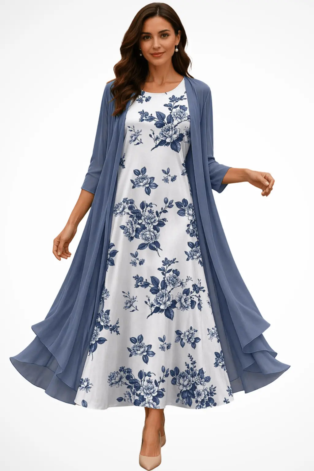 Dorothea | Women Embroidered Wedding Guest Midi Dress with Chiffon Jacket TARHUS Mother of the Bride Dresses