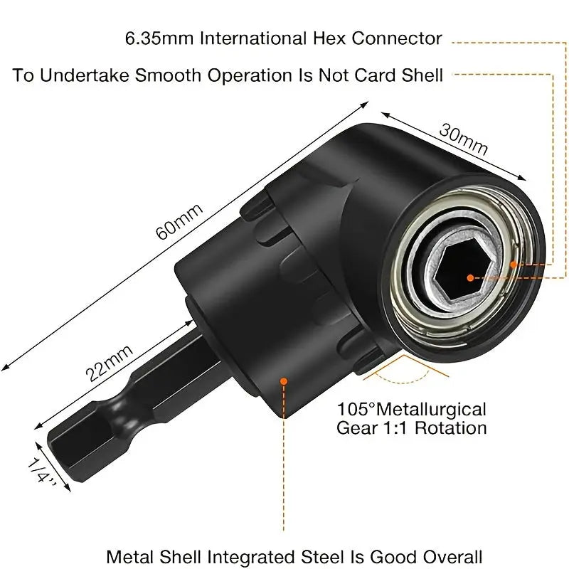 6-Piece Right Angle Drill Adapter Set for Power Drills & Impact Drivers - TARHUS