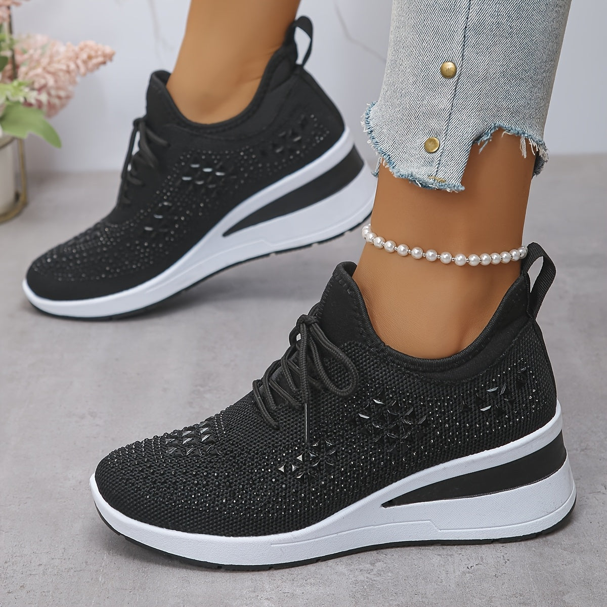 Women’s Orthopedic Fashion Sneakers – Breathable Walking Shoes with Rhinestone TARHUS