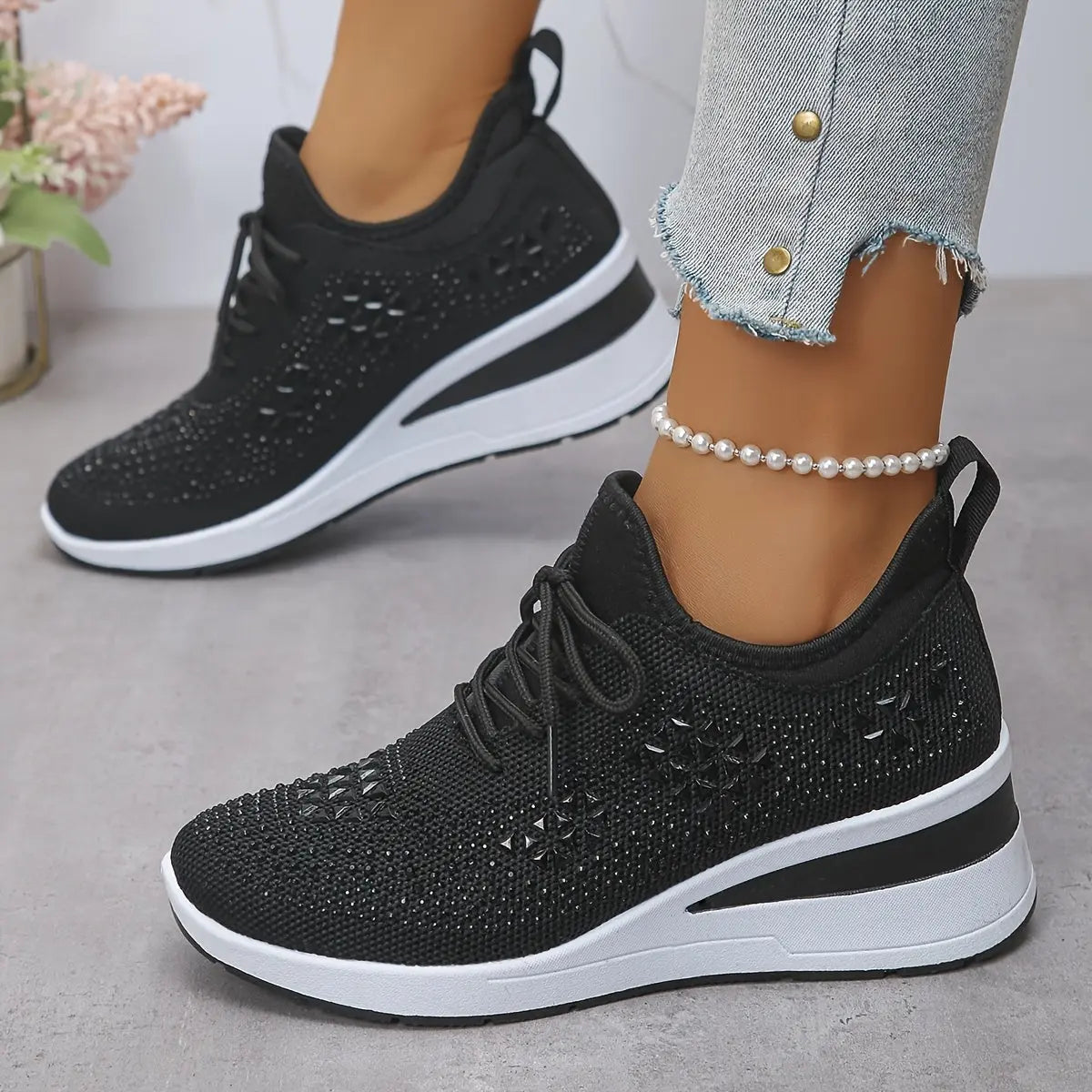 Women’s Orthopedic Fashion Sneakers – Breathable Walking Shoes with Rhinestone TARHUS Women Shoes