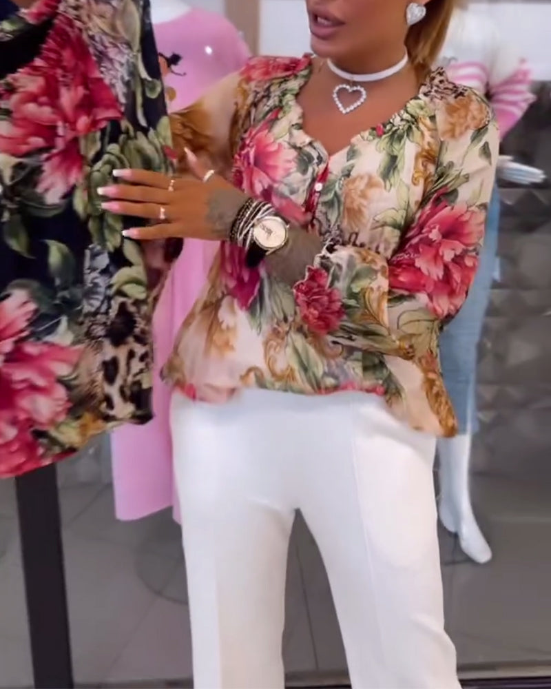 Blouse V-hals Bloemenprint TARHUS Blouses & Shirts