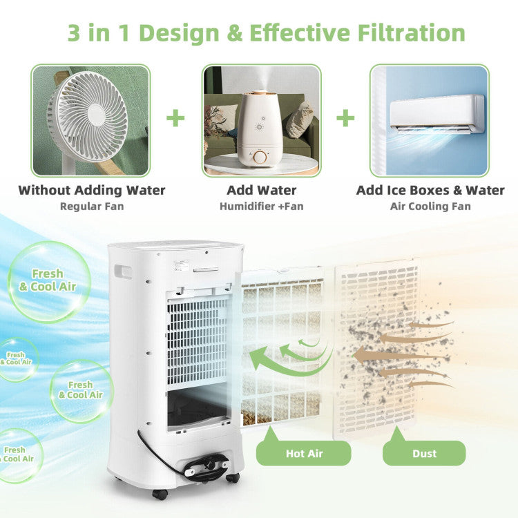 Aircis | 4-in-1 Evaporative Cooler – Portable Air Fan & Humidifier with 2.6-Gallon Tank