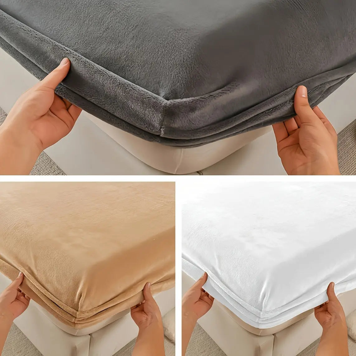 3-Piece Deep Pocket Velvet Fitted Sheet Set - Ultra-Soft Bedding with Pillowcases - TARHUS
