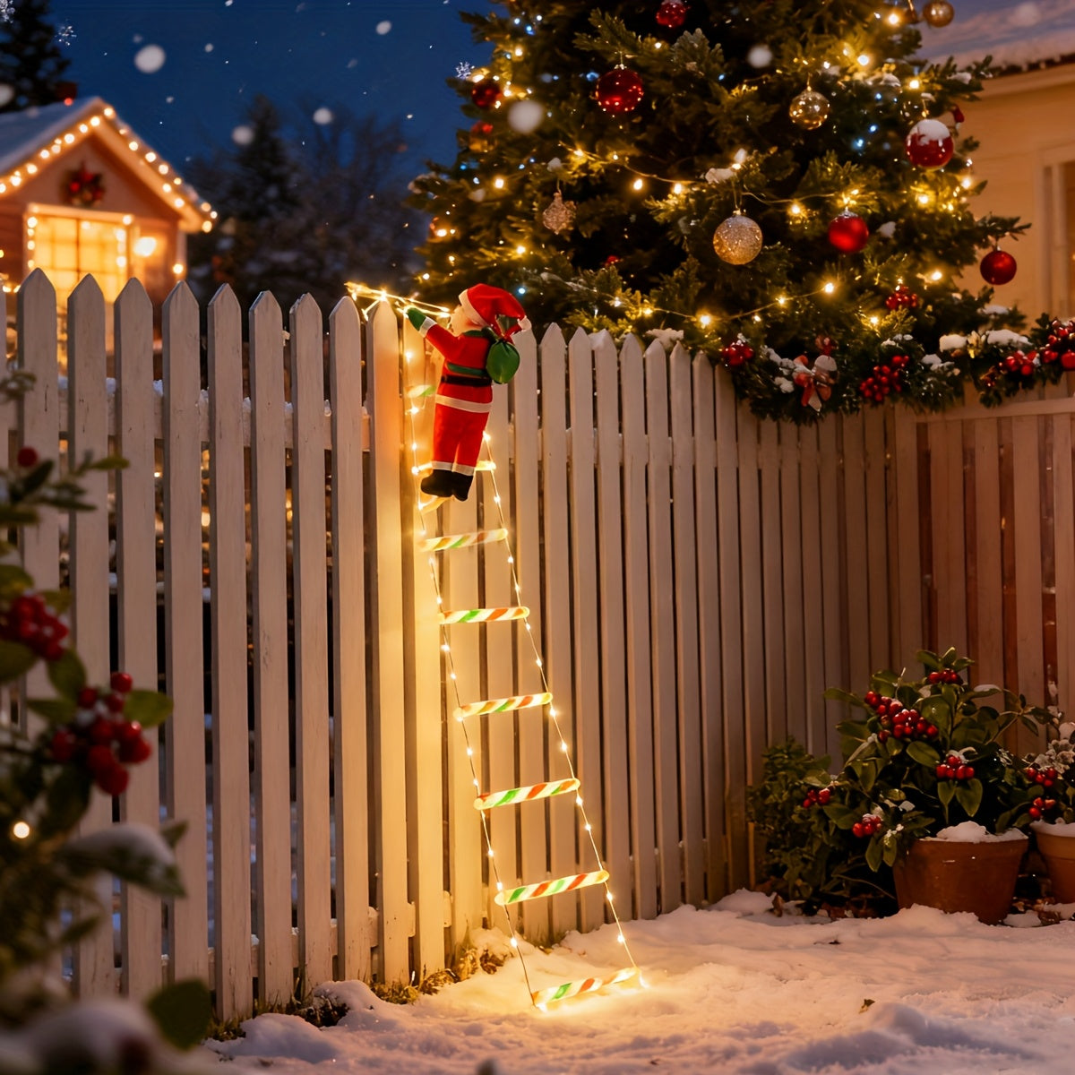 LED Christmas Ladder Light – Battery-Powered Santa Climbing Decoration TARHUS