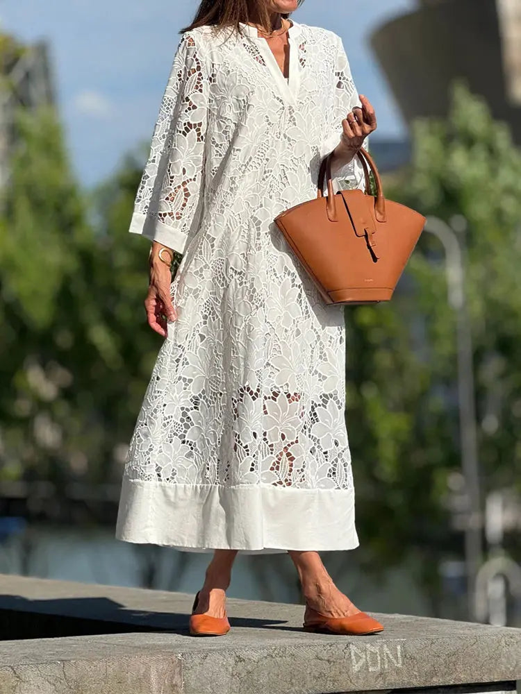 Grace - Modern Flowing Refined Lace Dress - TARHUS